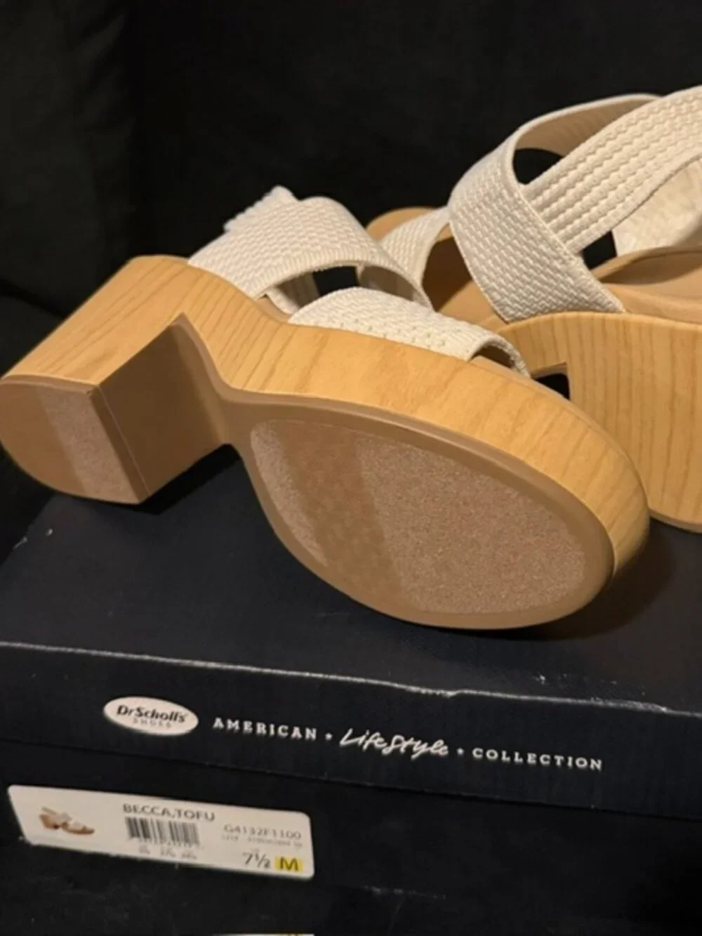 Dr. Scholl's Tofu Off White Ivory Natural Becca Platform Sandals SZ 7.5 M